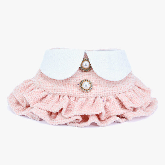 Kristen Decorative Pet Bandana – Soft Knit Ruffle Collar in Blush Pink