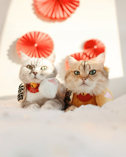 Fortune Cat Pet Bib Collar - Lunar New Year Lucky Accessory (Dogs & Cats)
