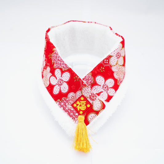 Fiesta Plum Blossom Pet Bandana – Lunar New Year Accessory (Dogs & Cats)