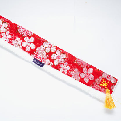 Fiesta Plum Blossom Pet Bandana – Lunar New Year Accessory (Dogs & Cats)